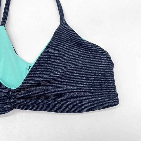 L SPACE Bikini Top Womens Small Blue Denim Reversible Southwestern Swim NWT - Picture 2 of 9